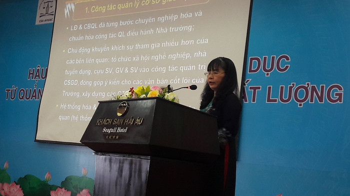 Phó Giáo sư Nguyễn Phương Nga – Giám đốc Trung tâm kiểm định chất lượng giáo dục nói về những tác động tích cực của công tác kiểm định chất lượng giáo dục. Ảnh: TT Phó Giáo sư Nguyễn Phương Nga – Giám đốc Trung tâm kiểm định chất lượng giáo dục nói về những tác động tích cực của công tác kiểm định chất lượng giáo dục. Ảnh: TT