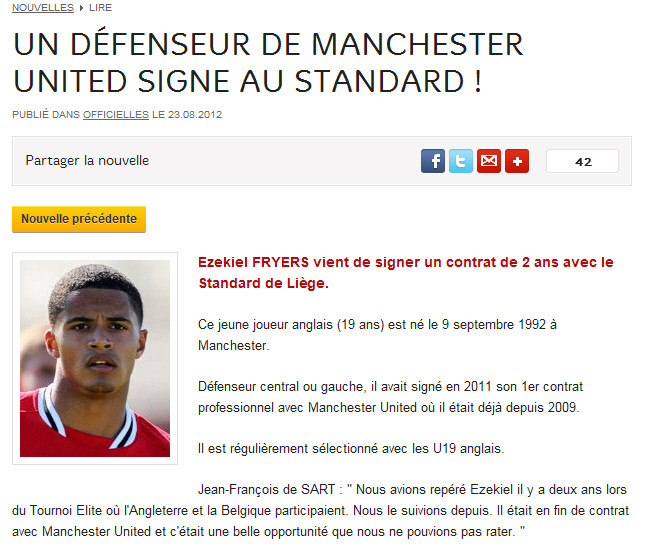 Cựu hậu vệ trái của Quỷ đỏ sẽ gia nhập Standard Liege với bản hợp đồng có thời hạn 2 năm. Trợ lý HLV Jean-François de Sart cho biết trên website của CLB: "Chúng tôi đã phát hiện tài năng của Ezekiel 2 năm trước đây khi Anh và Bỉ trạm trán nhau ở giải trẻ Elite. Chúng tôi đã theo dõi cậu ấy kể từ đó, và việc cậu ấy hết hạn hợp đồng với Man United là một cơ hội tuyệt vời mà chúng tôi không thể bỏ lỡ." Cựu hậu vệ trái của Quỷ đỏ sẽ gia nhập Standard Liege với bản hợp đồng có thời hạn 2 năm. Trợ lý HLV Jean-François de Sart cho biết trên website của CLB: "Chúng tôi đã phát hiện tài năng của Ezekiel 2 năm trước đây khi Anh và Bỉ trạm trán nhau ở giải trẻ Elite. Chúng tôi đã theo dõi cậu ấy kể từ đó, và việc cậu ấy hết hạn hợp đồng với Man United là một cơ hội tuyệt vời mà chúng tôi không thể bỏ lỡ."