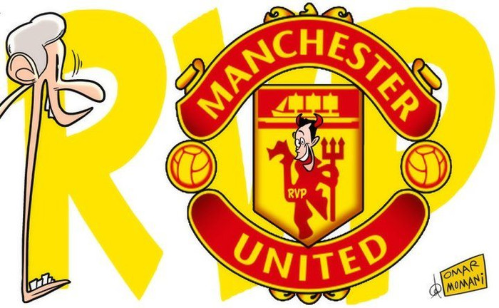 Biếm họa của Goal.com về việc Sir Alex mừng ra mặt khi giành được chữ ký của Van Persie.