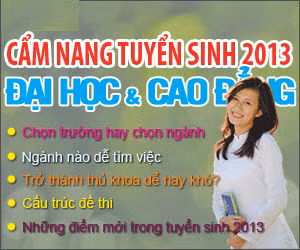 Bìa Cuốn "Cẩm nang tuyển sinh 2013" do NXB Trẻ phát hành