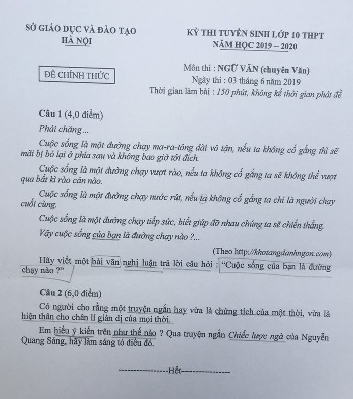 Đề thi văn năm nay được đánh giá là có chất lượng tốt hơn năm 2018 (ảnh Trinh Phúc). Đề thi văn năm nay được đánh giá là có chất lượng tốt hơn năm 2018 (ảnh Trinh Phúc).