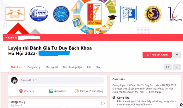 Các hội nhóm luyện thi đánh giá năng lực, đánh giá tư duy rất đông thành viên tham gia trên Facebook. Ảnh chụp màn hình.