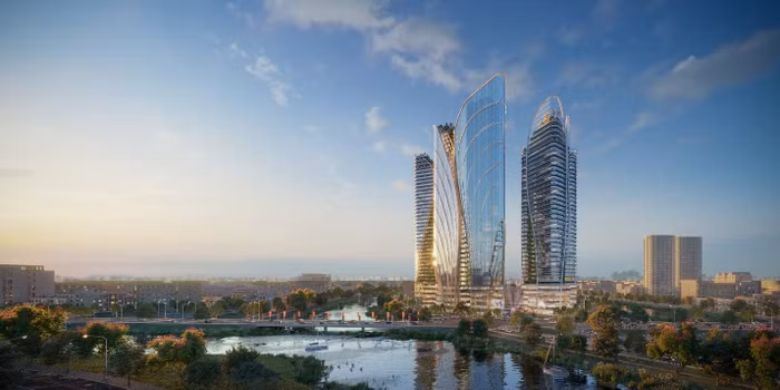 Ý tưởng kiến trúc công trình tại khu vực chợ Sắt được lấy cảm hứng từ những dòng chảy mang đến sự thịnh vượng cho Hải Phòng.