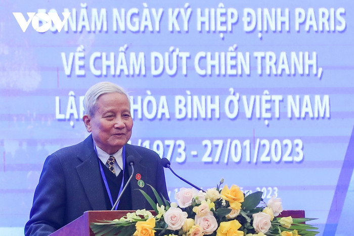 Nhà báo Hà Đăng, nguyên Ủy viên Trung ương Đảng, thành viên đoàn đàm phán phát biểu tại Lễ kỷ niệm. (Ảnh: Phong Sơn). Nhà báo Hà Đăng, nguyên Ủy viên Trung ương Đảng, thành viên đoàn đàm phán phát biểu tại Lễ kỷ niệm. (Ảnh: Phong Sơn).