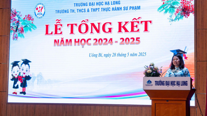 Cô Lê Thị Thanh Thơ – Hiệu trưởng Trường Tiểu học, Trung học cơ sở và Trung học phổ thông Thực hành Sư phạm, Trường Đại học Hạ Long. Ảnh: Website Nhà trường. 501342760-1258329612748767-2646013431680950107-n.jpg