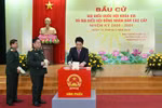 Chủ tịch nước Lương Cường bỏ phiếu bầu cử tại Khu vực bỏ phiếu số 26, phường Hoàn Kiếm, Hà Nội