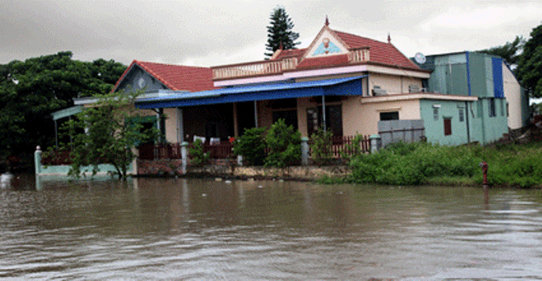 Bão số 2 làm ngập nhiều khu dân cư. (Ảnh: Báo Hải Phòng)