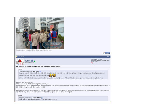 Các thành viên trên forum Voz bức xúc vì sinh viên bị "ép" thực tập làm công nhân lắp ráp điện tử Các thành viên trên forum Voz bức xúc vì sinh viên bị "ép" thực tập làm công nhân lắp ráp điện tử