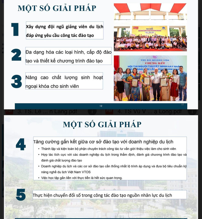Một số giải pháp cụ thể được triển khai trong đào tạo của Khoa Du lịch, Trường Đại học Hạ Long. (Ảnh chụp màn hình) Một số giải pháp cụ thể được triển khai trong đào tạo của Khoa Du lịch, Trường Đại học Hạ Long. (Ảnh chụp màn hình)
