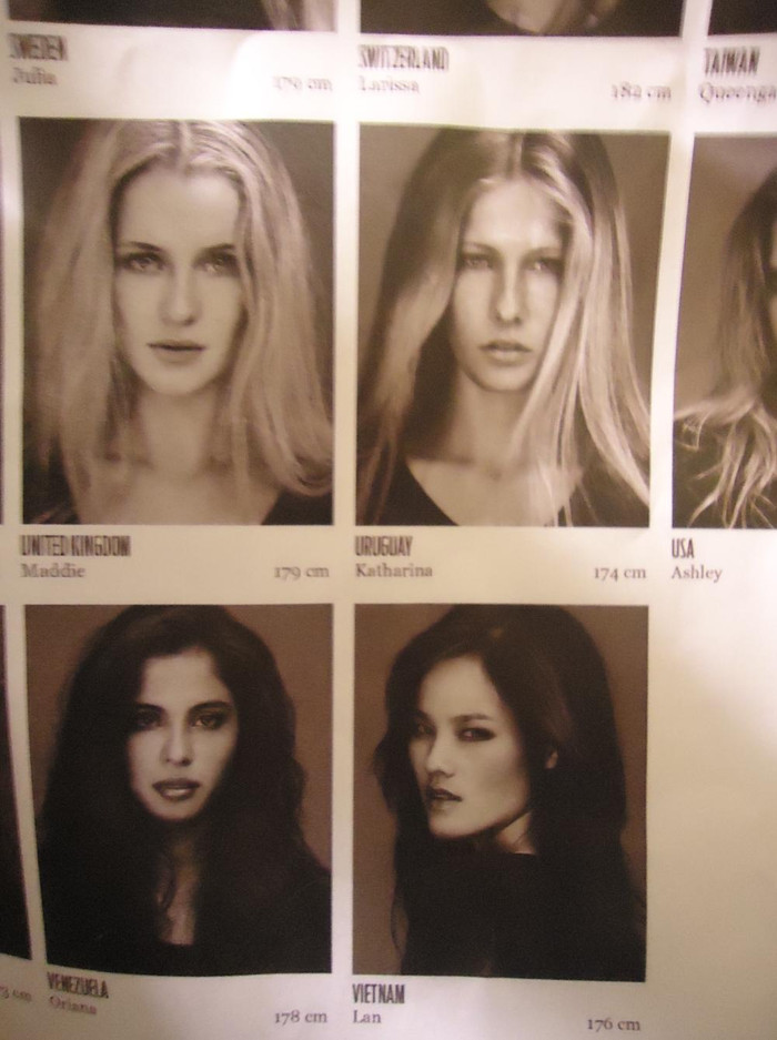 Hình ảnh của Tuyết Lan trong danh sách các thí sinh trình diễn. Đến từ Việt Nam, cô là thí sinh đứng cuối danh sách xếp theo thứ tự Alphabet. Bên cạnh cô là thí sinh đến từ Venezuela Hình ảnh của Tuyết Lan trong danh sách các thí sinh trình diễn. Đến từ Việt Nam, cô là thí sinh đứng cuối danh sách xếp theo thứ tự Alphabet. Bên cạnh cô là thí sinh đến từ Venezuela