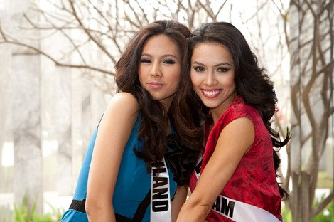 Hoa hậu Thái Lan cũng khá thân với Hoàng My Hoa hậu Thái Lan cũng khá thân với Hoàng My