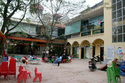 Sau khi thấy trần nhà rung lắc, hơn 300 học sinh và giáo viên trường mầm non Đại Kim, Hoàng Mai sơ tán ra ngoài sân (ảnh Vnexpress) Sau khi thấy trần nhà rung lắc, hơn 300 học sinh và giáo viên trường mầm non Đại Kim, Hoàng Mai sơ tán ra ngoài sân (ảnh Vnexpress)