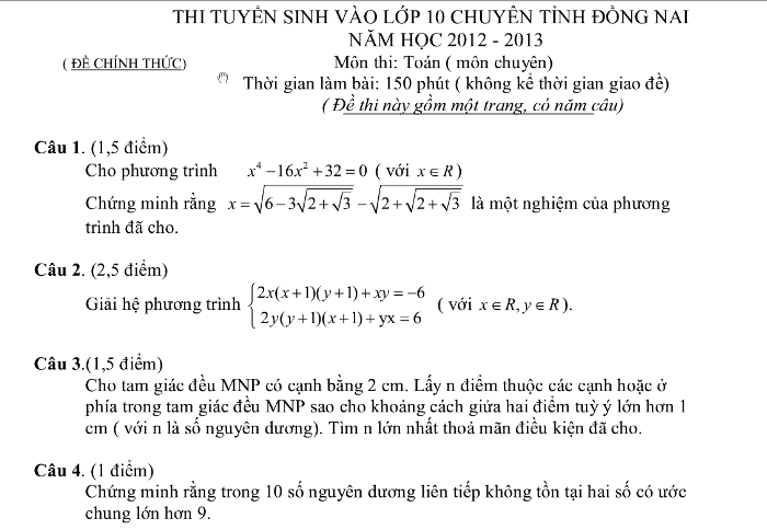 Đề thi Toán chuyên. Đề thi Toán chuyên.