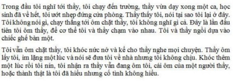Một nữ sinh lớp 12 thành phố Hải Phòng tại cuộc thi thử môn Văn được tổ chức tại Trường THPT Năng khiếu Trần Phú vào cuối tháng 3/2011 đã làm một bài văn lạc đề 100%. "Đây là câu chuyện thật. Em thay lời cô bạn thân nhất của em viết nên. Câu chuyện không hay nhưng hoàn toàn có thật. Các cô không cần phải chấm điểm bài văn này!" >> ĐIỂM DANH NHỮNG THỦ KHOA ĐẠI HỌC 2012 >> CƯỜI ĐAU BỤNG, TỨC NỔ MẮT VỚI SÁCH IN LẬU (P2) Một nữ sinh lớp 12 thành phố Hải Phòng tại cuộc thi thử môn Văn được tổ chức tại Trường THPT Năng khiếu Trần Phú vào cuối tháng 3/2011 đã làm một bài văn lạc đề 100%. "Đây là câu chuyện thật. Em thay lời cô bạn thân nhất của em viết nên. Câu chuyện không hay nhưng hoàn toàn có thật. Các cô không cần phải chấm điểm bài văn này!" >> ĐIỂM DANH NHỮNG THỦ KHOA ĐẠI HỌC 2012 >> CƯỜI ĐAU BỤNG, TỨC NỔ MẮT VỚI SÁCH IN LẬU (P2)