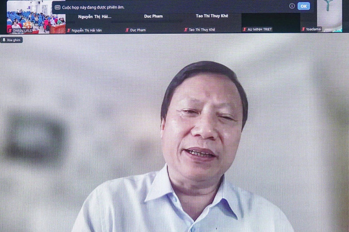 GS.TS. Lê Quang Sơn - Phó Giám đốc Đại học Đà Nẵng, Phó Chủ tịch Hiệp hội Các trường đại học, cao đẳng Việt Nam phát biểu (trực tuyến) tại Tọa đàm GS TS Lê uang sơn.jpg