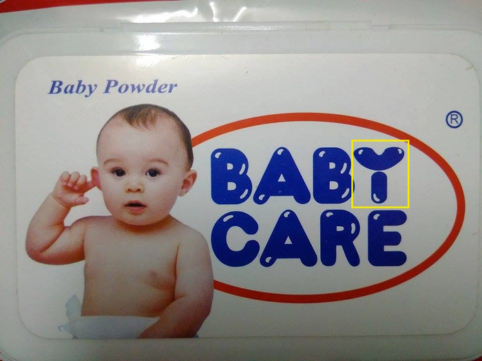 Phải để ý thật kỹ mới thấy chữ Y dài trong từ Baby thực ra là Babi. Ảnh: Hoàng Lan Phải để ý thật kỹ mới thấy chữ Y dài trong từ Baby thực ra là Babi. Ảnh: Hoàng Lan
