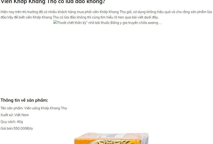 Một đoạn quảng cáo, nội dung bài viết "Thoát chết thần kỳ nhờ bài thuốc đông y gia truyền chữa xương" trên website https://muahangtot.vn/vien-khop-khang-tho-co-lua-dao-khong đã không còn hiển thị. Ảnh chụp màn hình web ngày 23/9. Một đoạn quảng cáo, nội dung bài viết "Thoát chết thần kỳ nhờ bài thuốc đông y gia truyền chữa xương" trên website https://muahangtot.vn/vien-khop-khang-tho-co-lua-dao-khong đã không còn hiển thị. Ảnh chụp màn hình web ngày 23/9.