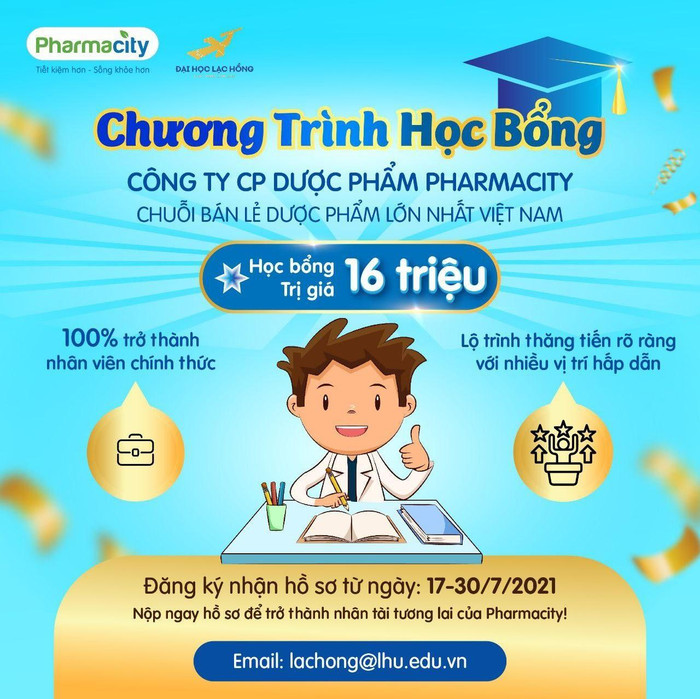 15 sinh viên Khoa Dược được trao 15 suất Học bổng Pharmacity giá trị 16 triệu đồng. 15 sinh viên Khoa Dược được trao 15 suất Học bổng Pharmacity giá trị 16 triệu đồng.