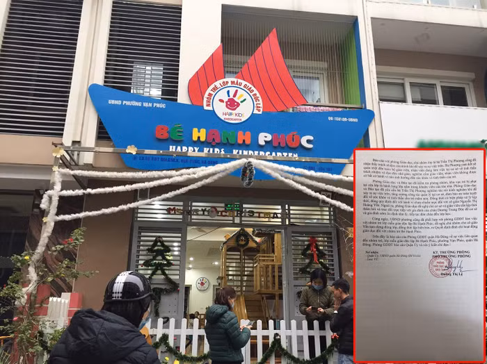 Phòng Giáo dục Hà Đông đã ra quyết định đình chỉ hoạt động giáo dục đối với nhóm trẻ Bé Hạnh Phúc (Happy Kids). Ảnh: Đình Hùng