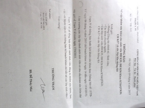 Thông báo số 16 có nội dung hoãn việc khám bệnh theo kế hoạch như Thông báo số 15.