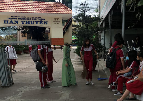 Học sinh tố thầy giáo dạy văn có bài giảng "thô tục" bị phạt trong vòng vây của bạn bè. (Ảnh: H.L) Học sinh tố thầy giáo dạy văn có bài giảng "thô tục" bị phạt trong vòng vây của bạn bè. (Ảnh: H.L)