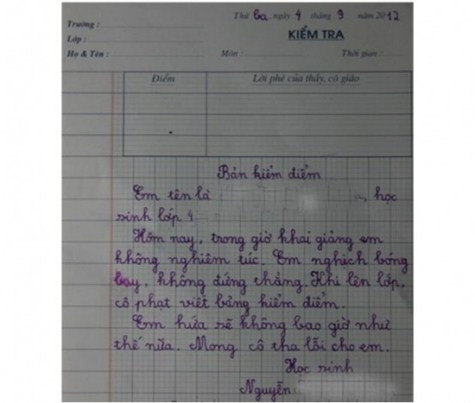 Bản kiểm điểm trong ngày khai giảng Bản kiểm điểm trong ngày khai giảng