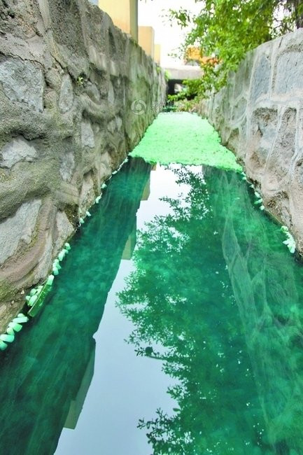 Rãnh nước thải đổi màu từ đen sang xanh sau khi đổ vỏ thuốc Rãnh nước thải đổi màu từ đen sang xanh sau khi đổ vỏ thuốc