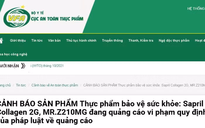 Cục An toàn thực phẩm (Bộ Y tế) phát đi cảnh báo về thực phẩm bảo vệ sức khỏe quảng cáo vi phạm quy định.