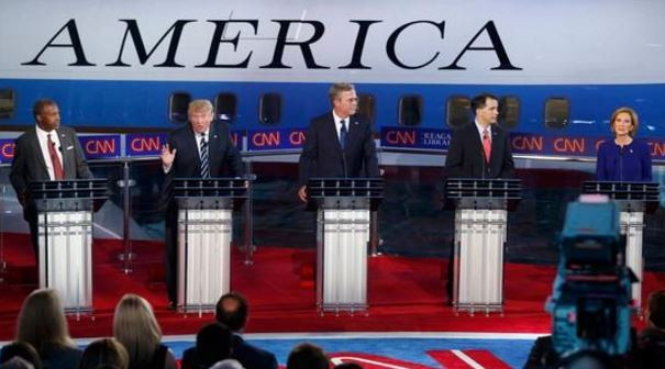 Các ứng viên đảng Cộng hòa trong một cuộc tranh luận trực tiếp. Ảnh: Reuters. Các ứng viên đảng Cộng hòa trong một cuộc tranh luận trực tiếp. Ảnh: Reuters.