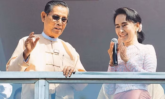 Ông Tin Oo và bà Aung San Suu Kyi. Ảnh: dawn.com.