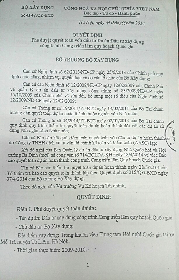 Cung Triển lãm Kiến trúc, quy hoạch Quốc gia có tổng chi phí đầu tư được quyết toán là 237,483 tỷ đồng. Cung Triển lãm Kiến trúc, quy hoạch Quốc gia có tổng chi phí đầu tư được quyết toán là 237,483 tỷ đồng.