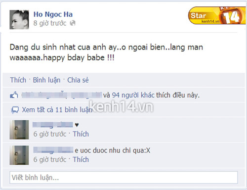 Status được Hồ Ngọc Hà cập nhật trên trang cá nhân trong đêm qua Status được Hồ Ngọc Hà cập nhật trên trang cá nhân trong đêm qua