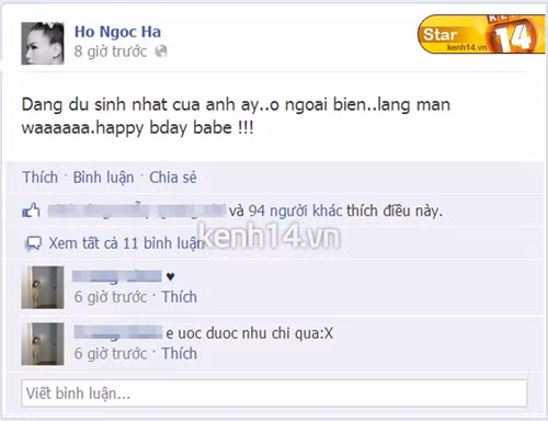 Status được Hồ Ngọc Hà cập nhật trên trang cá nhân trong đêm qua Status được Hồ Ngọc Hà cập nhật trên trang cá nhân trong đêm qua