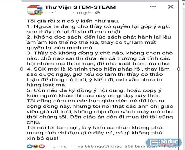 Ý kiến góp ý của một giáo viên. Ý kiến góp ý của một giáo viên.