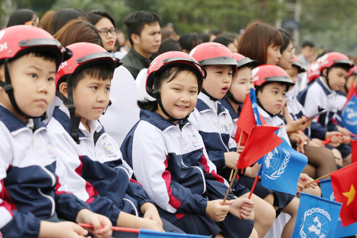 Các em học sinh tham dự buổi lễ. Ảnh: Vingroup Các em học sinh tham dự buổi lễ. Ảnh: Vingroup