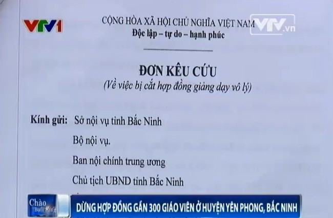 3 năm trước, sự việc đột ngột cắt hợp đồng của hơn 300 giáo viên huyện Yên Phong, Bắc Ninh đã làm dậy sóng dư luận. Ảnh: VTV. 3 năm trước, sự việc đột ngột cắt hợp đồng của hơn 300 giáo viên huyện Yên Phong, Bắc Ninh đã làm dậy sóng dư luận. Ảnh: VTV.