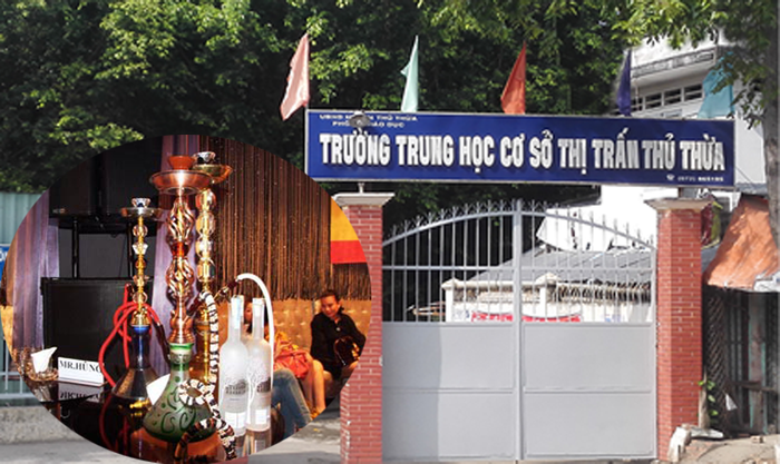 Trường Trung học cơ sở Thị trấn Thủ Thừa và bình Shi-sha (ảnh nhỏ). (Ảnh: Đ.H) Trường Trung học cơ sở Thị trấn Thủ Thừa và bình Shi-sha (ảnh nhỏ). (Ảnh: Đ.H)