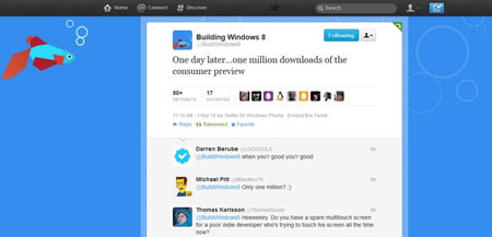 Windows 8 đạt 1 triệu lượt tải chỉ trong vòng 24 tiếng