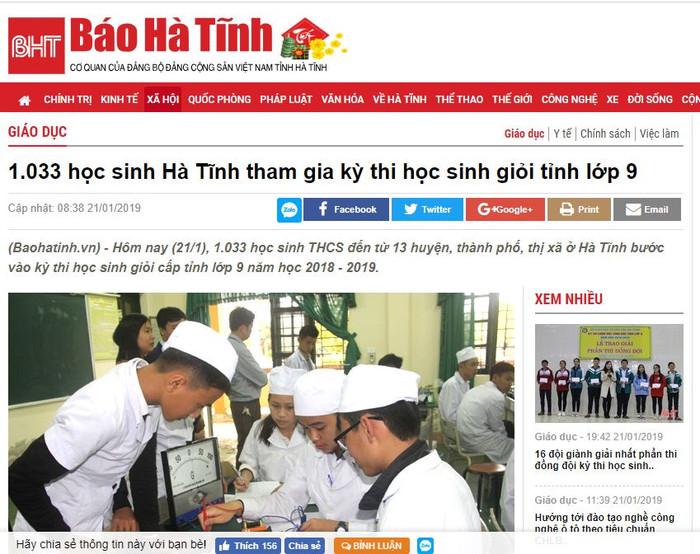 Những cuộc thi học sinh giỏi mang lại những gì cho học sinh và nền giáo dục? Ảnh chụp màn hình một bản tin của Báo Hà Tĩnh. Những cuộc thi học sinh giỏi mang lại những gì cho học sinh và nền giáo dục? Ảnh chụp màn hình một bản tin của Báo Hà Tĩnh.
