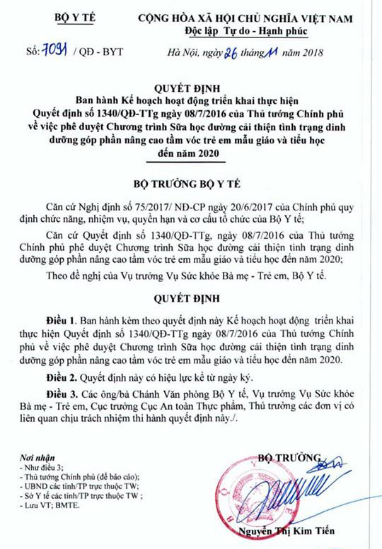 Quyết định của Bộ trưởng Bộ Y tế về việc ban hành kế hoạch triển khai. Quyết định của Bộ trưởng Bộ Y tế về việc ban hành kế hoạch triển khai.
