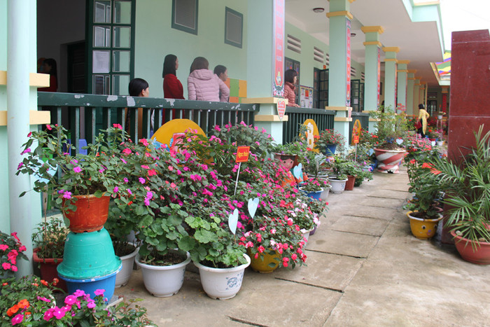 Không gian trường được trang trí với những lớp học đầy hoa. (Ảnh: LC) Không gian trường được trang trí với những lớp học đầy hoa. (Ảnh: LC)