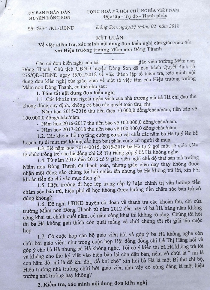 Các kết luận của Ủy ban nhân dân huyện Đông Sơn chưa được thực hiện triệt để nhưng bà Thiều Thị Hà vẫn được bổ nhiệm lại gây hoài nghi trong dư luận. (Ảnh: LC) Các kết luận của Ủy ban nhân dân huyện Đông Sơn chưa được thực hiện triệt để nhưng bà Thiều Thị Hà vẫn được bổ nhiệm lại gây hoài nghi trong dư luận. (Ảnh: LC)
