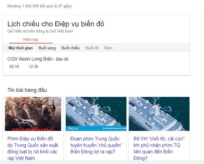 Ảnh chụp màn hình kết quả tìm kiếm từ khóa "Điệp vụ Biển Đỏ" trên Google. Ảnh chụp màn hình kết quả tìm kiếm từ khóa "Điệp vụ Biển Đỏ" trên Google.