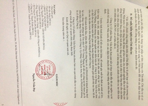 Giám đốc của Công ty CP Hùng Tiến Kim Sơn Nguyễn Trần Đại hiện là Thành viên Hội đồng quản trị, Phó Tổng giám đốc Công ty CP Alphanam.