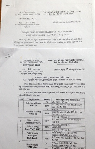 Một trong hai văn bản trùng số 67/TT-ĐPB đã cho phép DN nhập khẩu tới 130 tấn phân bón về nước để... khảo nghiệm (?!). Một trong hai văn bản trùng số 67/TT-ĐPB đã cho phép DN nhập khẩu tới 130 tấn phân bón về nước để... khảo nghiệm (?!).