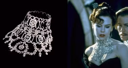 Cái tên Satine lấy cảm hứng từ nữ nhân vật chính trong bộ phim nổi tiếng “Moulin Rouge” và được coi là trang sức đắt tiền nhất từng chế tác cho một sản phẩm điện ảnh. Tổng thể Satine bao gồm 1.308 viên kim cương và khóa cài chính là một viên đá sapphire 2,5 carat do nhà thiết kế Stefano Canturi tại Australia thực hiện. Trị giá của chuỗi vòng ước tính lên tới 1 triệu USD. Ảnh: World Most Expensive