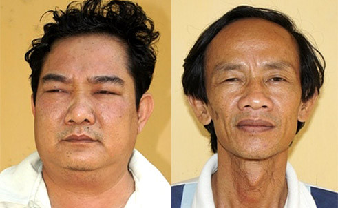 Hai "quan chức" Nguyễn Thanh Lèo (trái) và Trần Văn Tân (phải). Ảnh: Báo Công an thành phố Hồ Chí Minh
