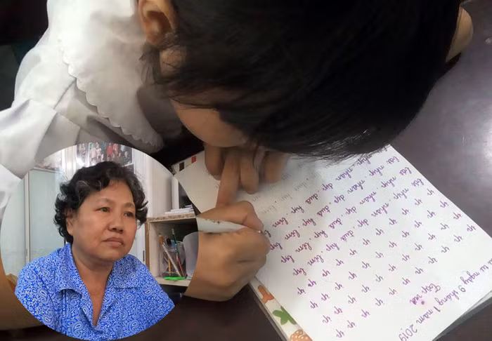 Cô giáo Đặng Thị Thu Thảo (ảnh nhỏ) và học sinh lớp học tình thương Phước Thiện đang nắn nót viết chữ đẹp. (Ảnh: H.L) Cô giáo Đặng Thị Thu Thảo (ảnh nhỏ) và học sinh lớp học tình thương Phước Thiện đang nắn nót viết chữ đẹp. (Ảnh: H.L)