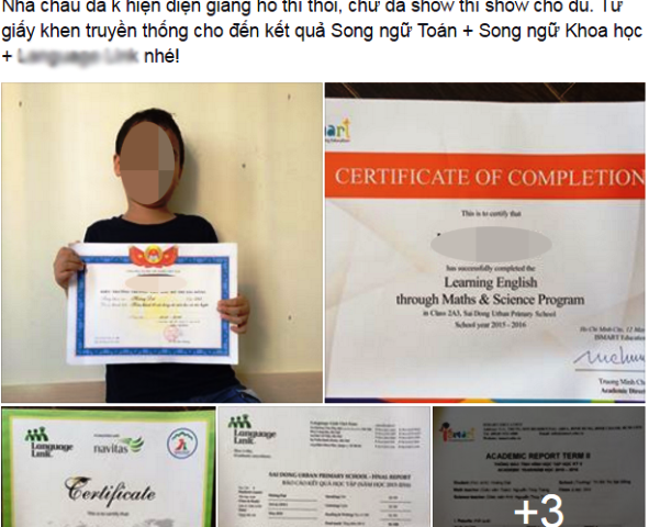 Đến hẹn lại lên, giấy khen của các con lại ngợp trên mạng xã hội Facebook. (Ảnh chụp từ màn hình) Đến hẹn lại lên, giấy khen của các con lại ngợp trên mạng xã hội Facebook. (Ảnh chụp từ màn hình)