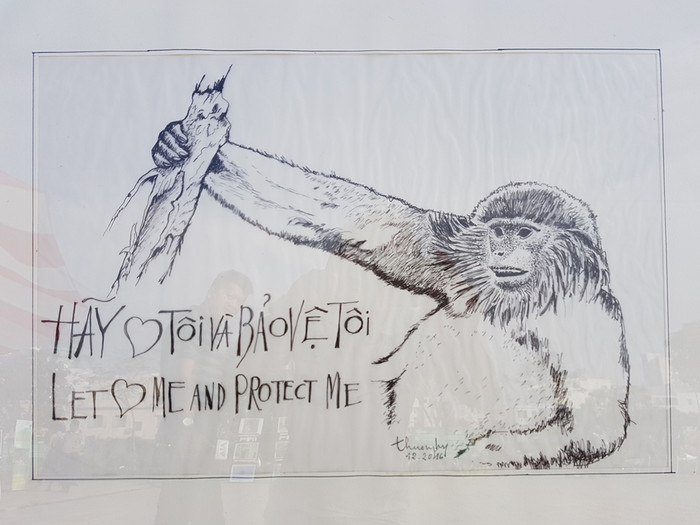 Áp phích "Lời kêu cứu của Vọoc" của họa sĩ Nguyễn Thượng Hỷ tại triển lãm. Áp phích "Lời kêu cứu của Vọoc" của họa sĩ Nguyễn Thượng Hỷ tại triển lãm.